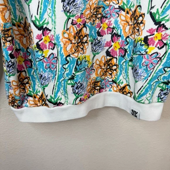 LUCY & YAK Wildflower Multicolor Oversized Organic Cotton Sweatshirt Sz XS - Picture 6 of 15